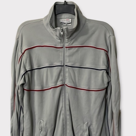 Vintage Track & Court Gray w/Navy and Red Pin Stipe Track Jacket Men’s Size M - Picture 2 of 5